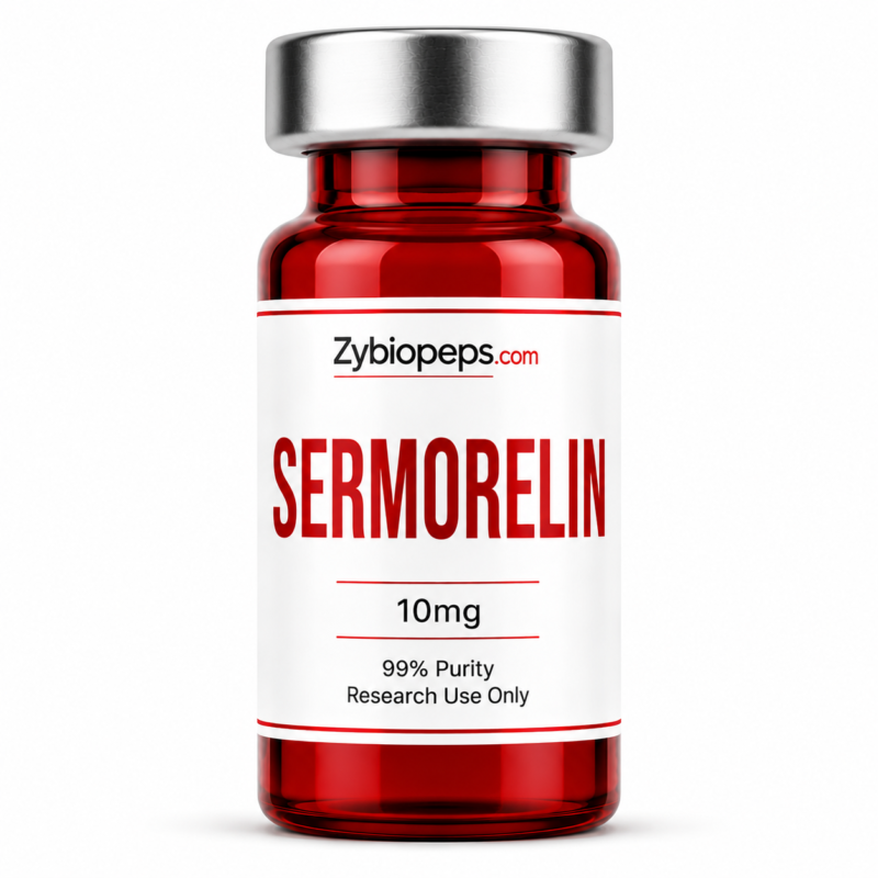 Sermorelin research peptide vial — Zybiopeps